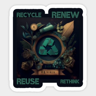 RECYCLE, RENEW, REUSE, RETHINK Sticker